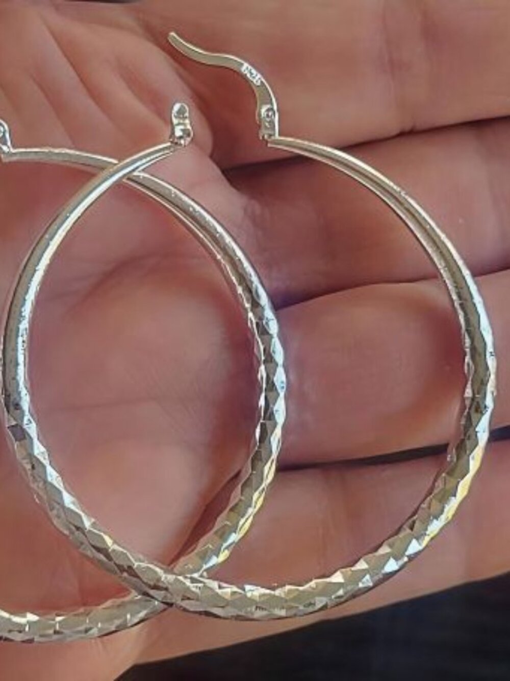 Women's Classic 925 Sterling Silver 2" Round Hoop Earrings